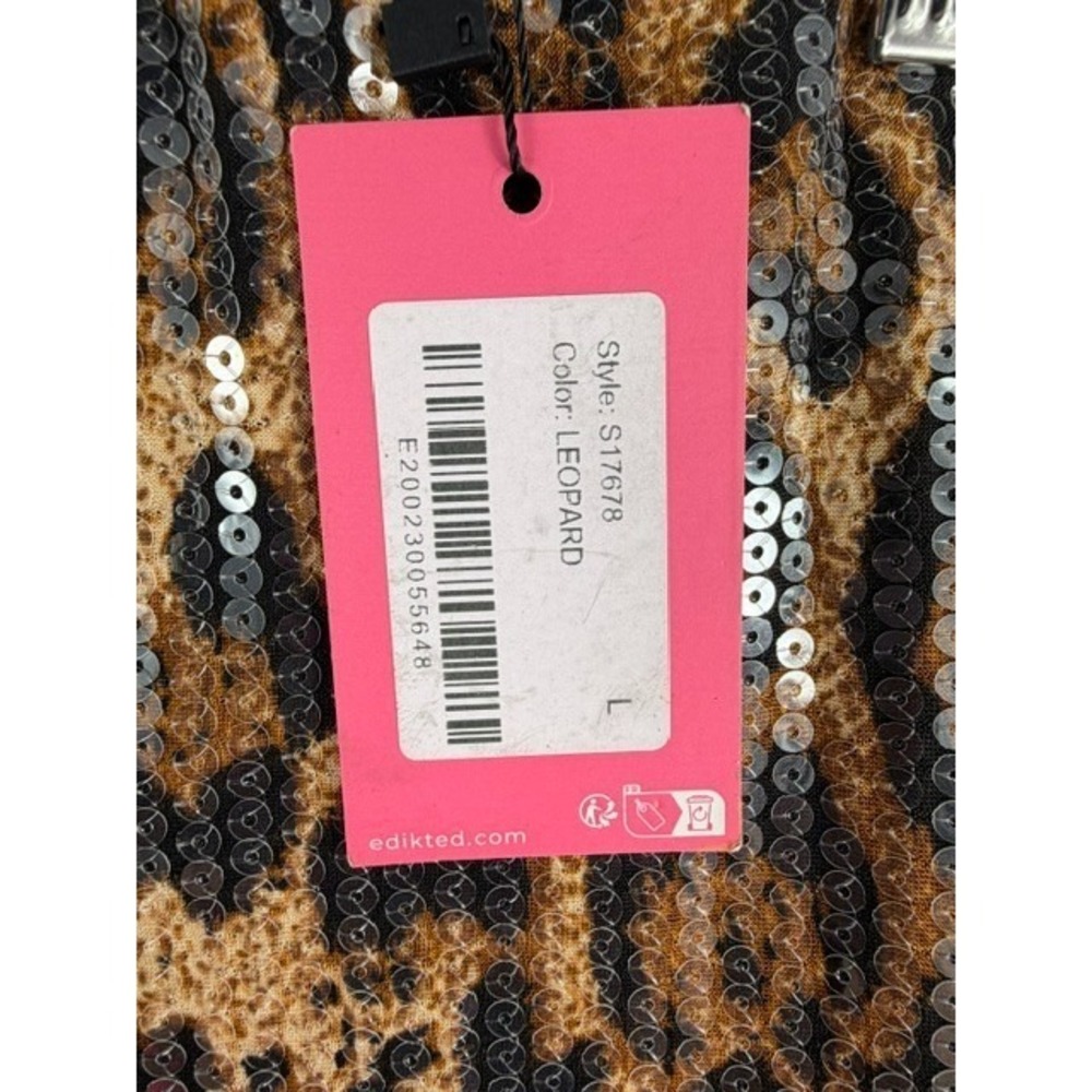 Sequin Leopard Print Tube Mini Dress Womens Large Strapless Party Y2K Clubwear - Picture 5 of 11